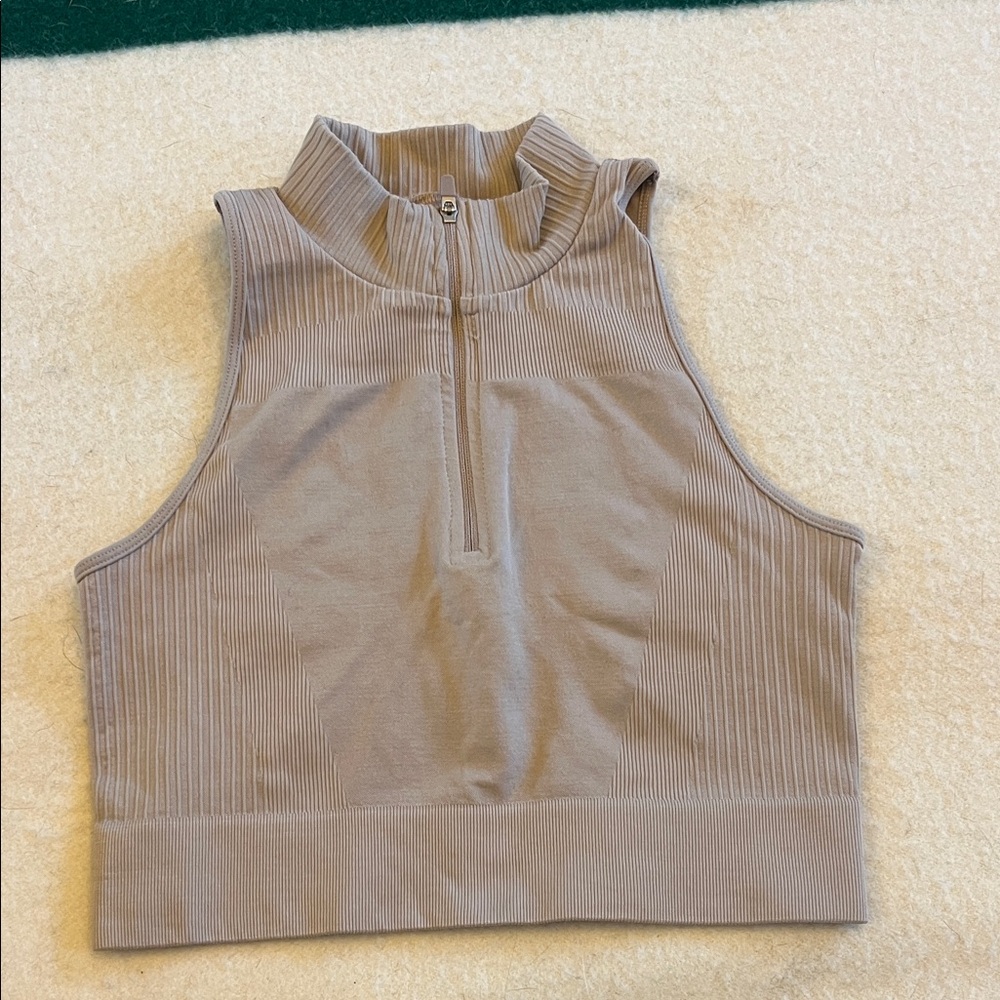 Gilly Hicks Taupe Ribbed Crop Top